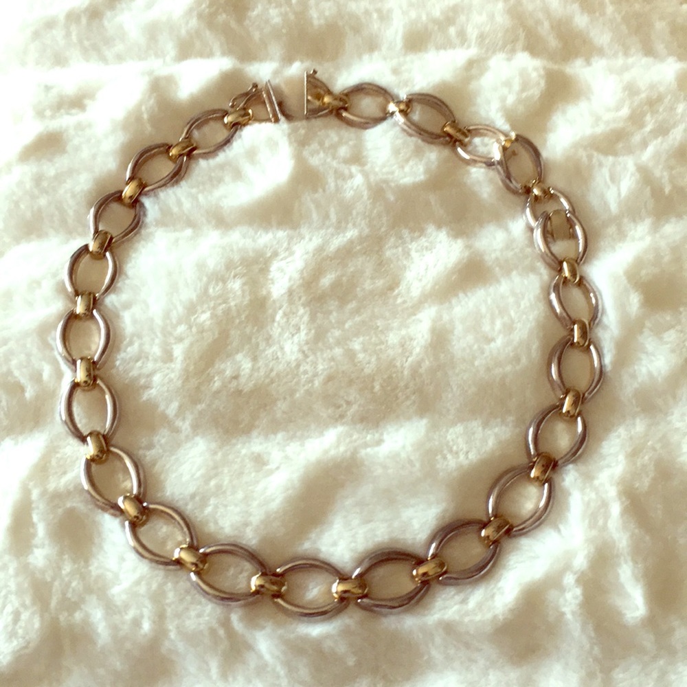 17 inch gold and silver necklace stamped 925
